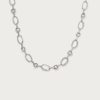 Textured Circle Link Necklace in Silver