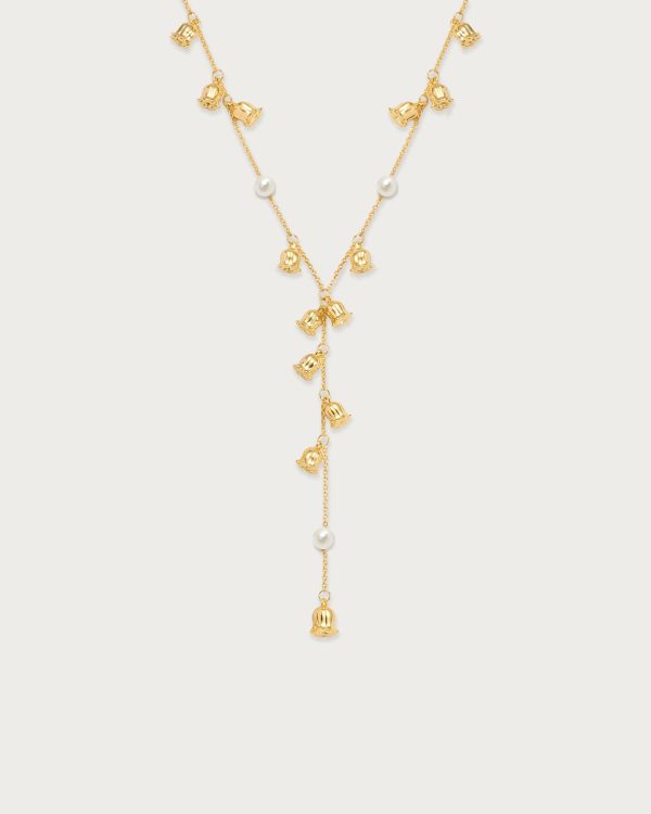 Lily of the Valley Pearl Lariat Necklace