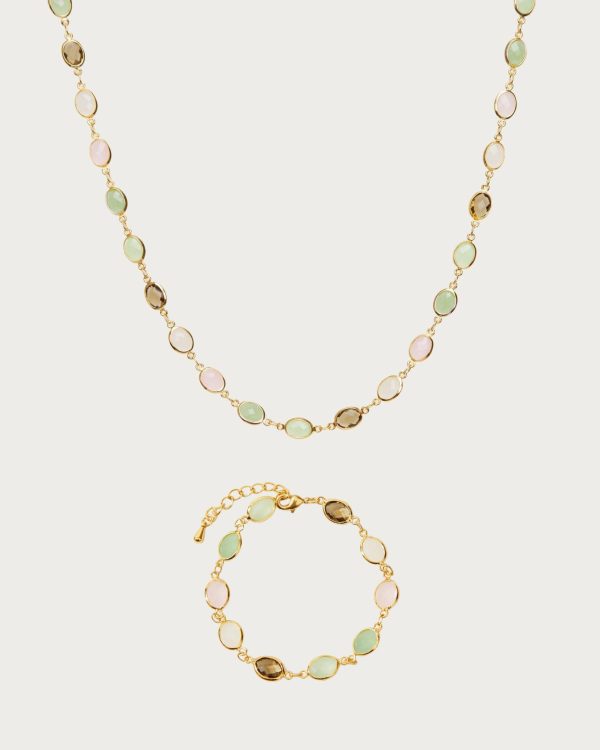 Whimsical Romance Stone Necklace and Bracelet Set