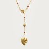 Carnelian Veil Lariat Necklace in Gold