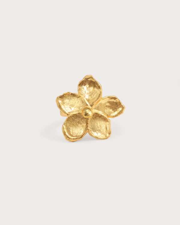Gold Textured Floral Ring
