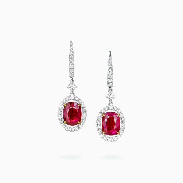 18K White & Rose Gold Ruby & Diamond Earrings