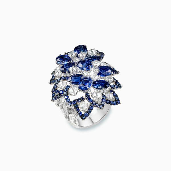 18K White Gold Sapphire & Diamond Ring