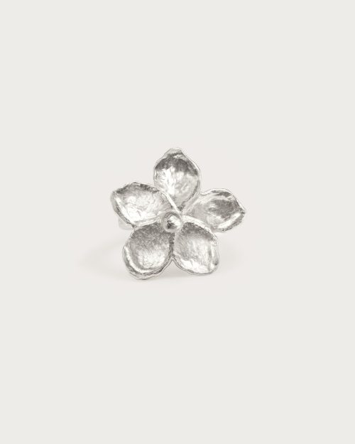 Textured Floral Ring in Silver