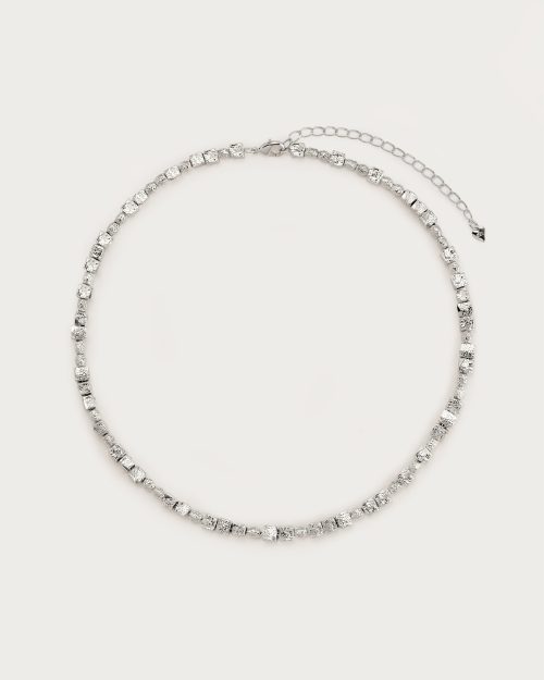 Textured Square Necklace in Silver
