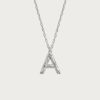 Textured Initial Letter Necklace in Silver
