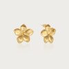 Gold Textured Floral Earrings