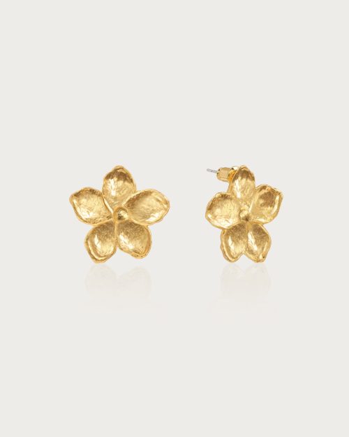 Gold Textured Floral Earrings