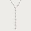 Bow Lariat Long Necklace in Silver
