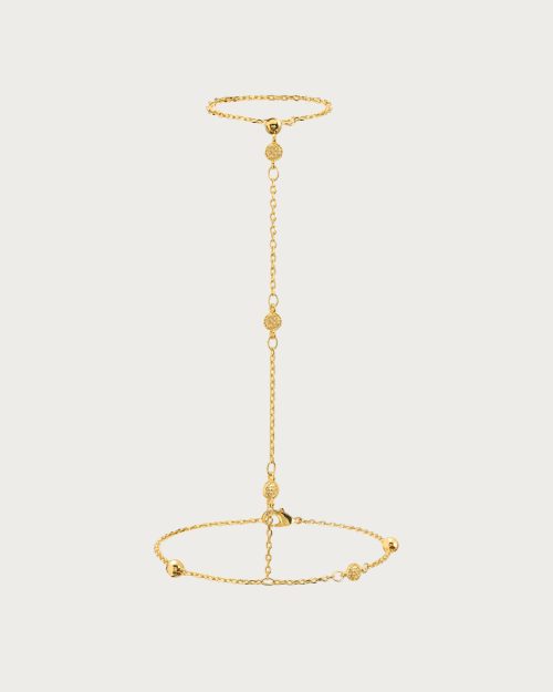 Golden Hojas Coin Hand Chain Bracelet