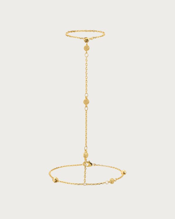 Golden Hojas Coin Hand Chain Bracelet