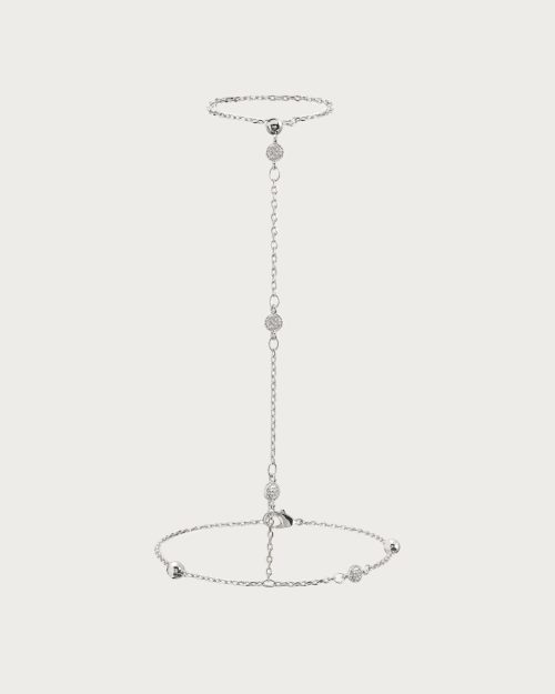 Hojas Coin Hand Chain Bracelet in Silver